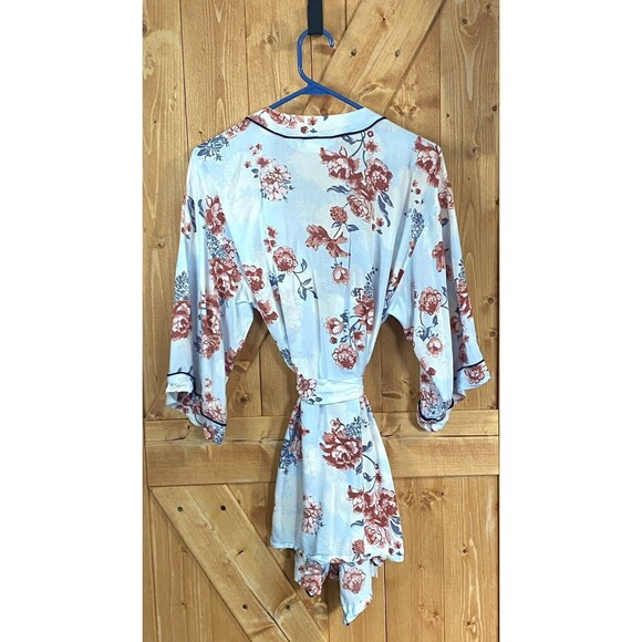 Nordstrom Lingerie Floral Short Kimono Robe Tie Front Women's Size Medium - Picture 2 of 8